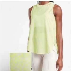 Athleta Zephyr Print Neon Yellow Leopard Print Tank Top- M